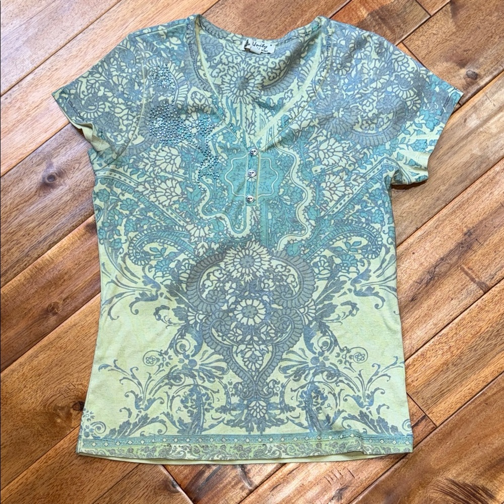 Unity Green Patterned Women's Top